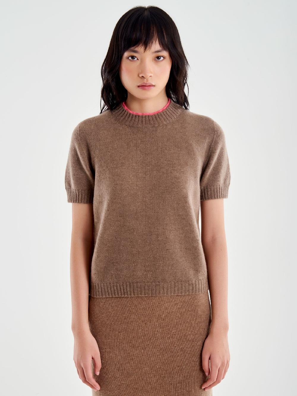 Vicolo Pull Bicolor Misto Cashmere Marrone Offerte
