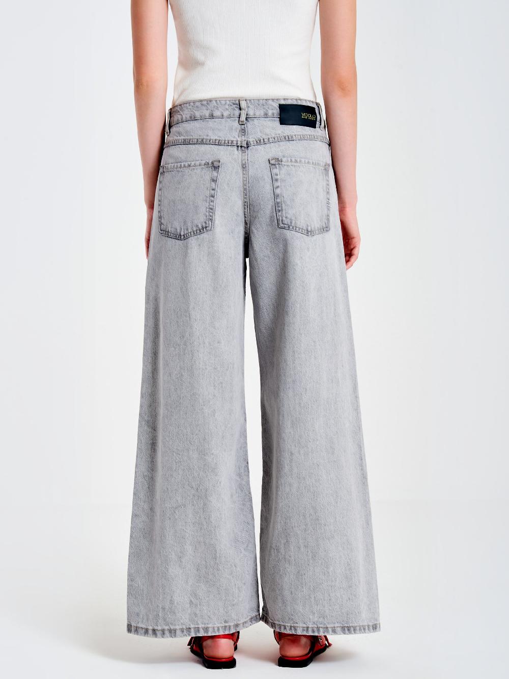 Vicolo Jeans Ampio con Cuciture LateraliGrigio Fino Al -60%