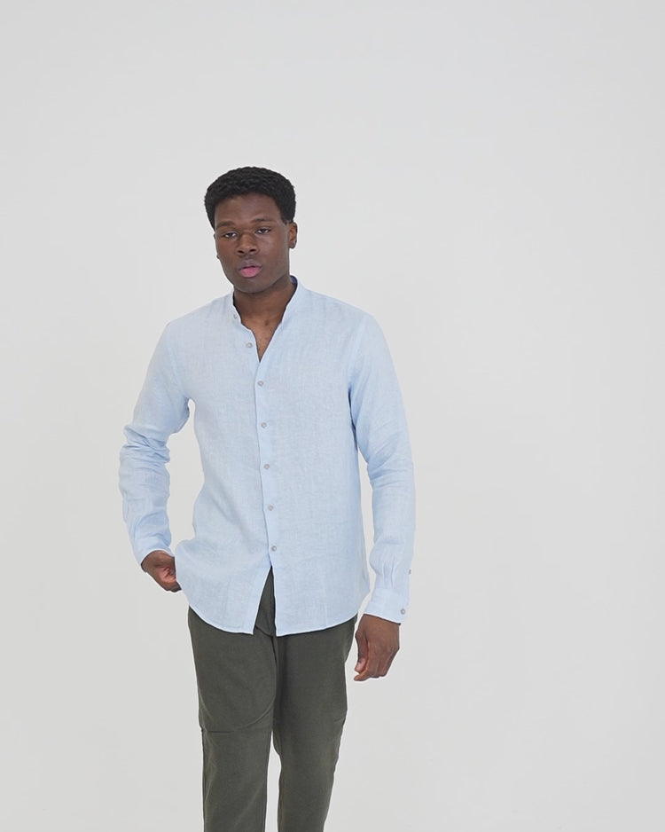 Why not brand Camicia in Lino con Collo Koreano Vendite Flash