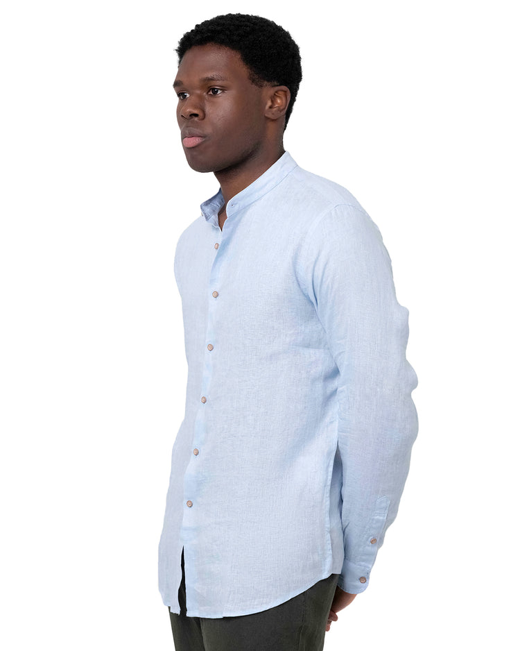 Why not brand Camicia in Lino con Collo Koreano Vendite Flash
