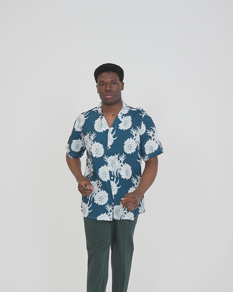 Why not brand Camicia Mezza Manica con Fiori Collo Bowling Moda