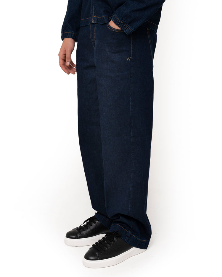 Why not brand Pantalone in denim blu wash Fino Al -60%