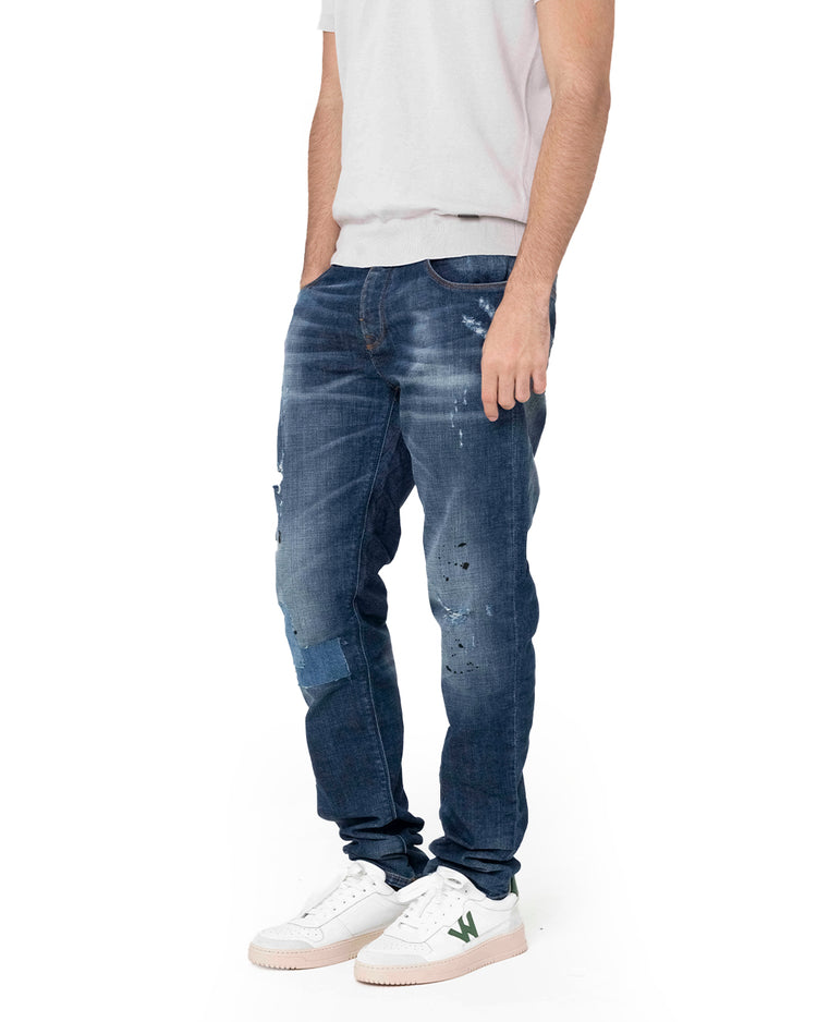 Why not brand Jeans Slimfit con Abrasioni Rifiniti a Mano Promozione