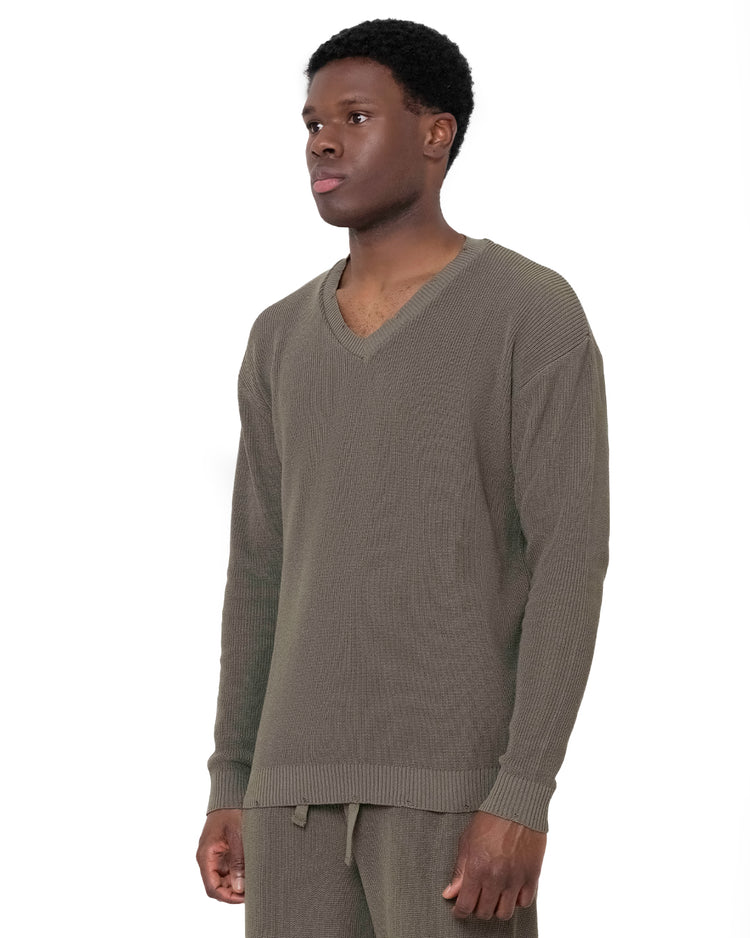 Why not brand Maglia a Maniche Lunghe e Scollo v a Costine In Saldo