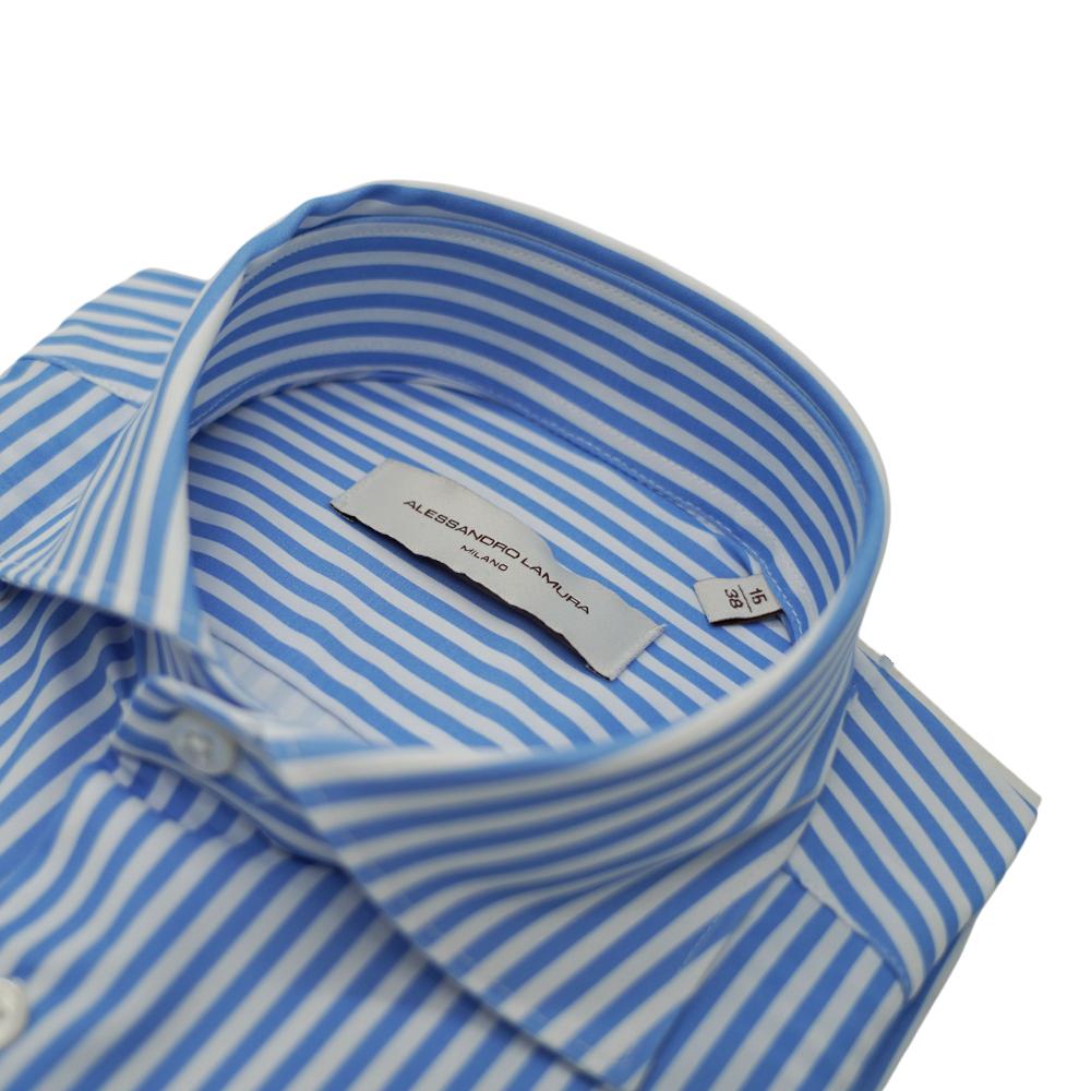 Alessandro Lamura Camicia a righe bianche e azzurre Offerta