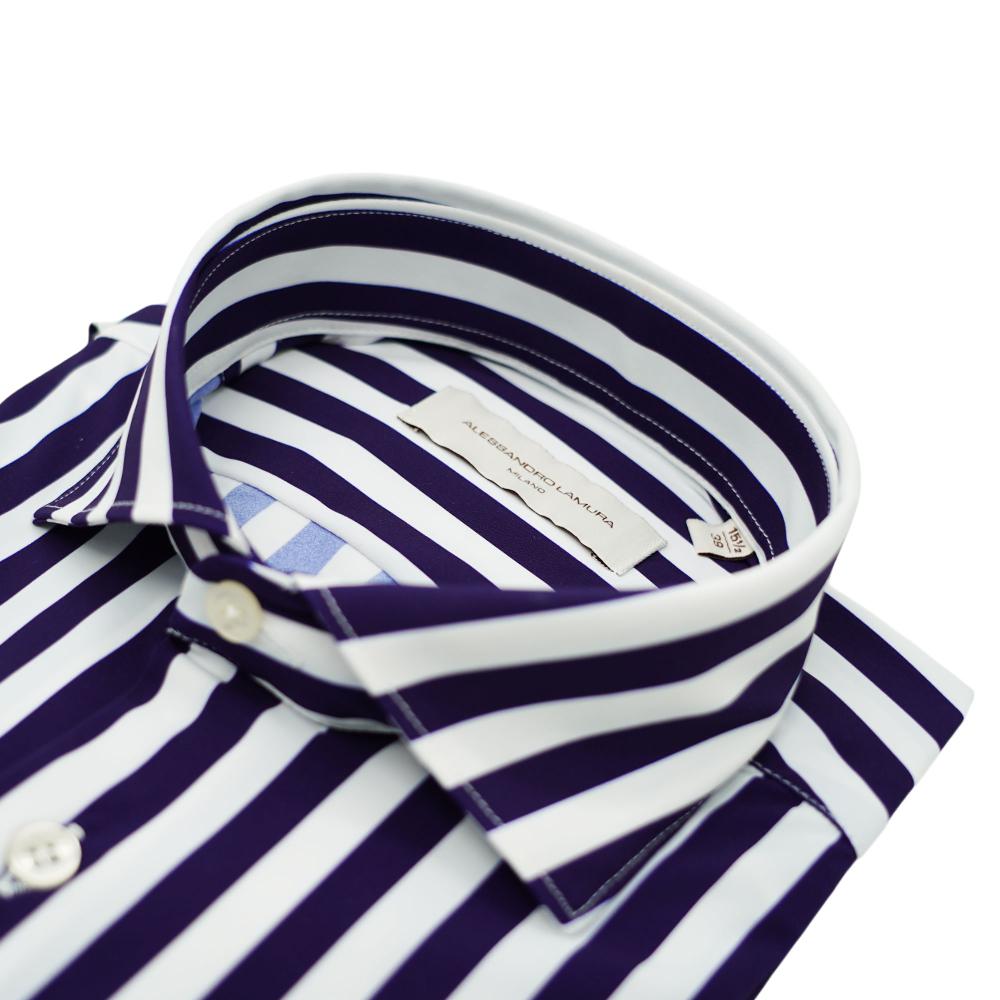 Alessandro Lamura Camicia a righe bianche e blu navy Online