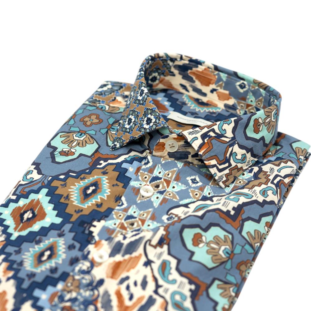 Alessandro Lamura Camicia Multicolore con Motivo Geometrico Etnico In Vendita