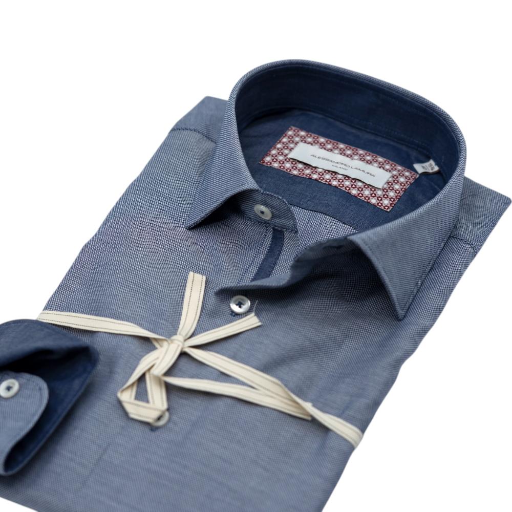 Alessandro Lamura Camicia Azzurra con Dettagli Interni Rossi e Bianchi Offerte