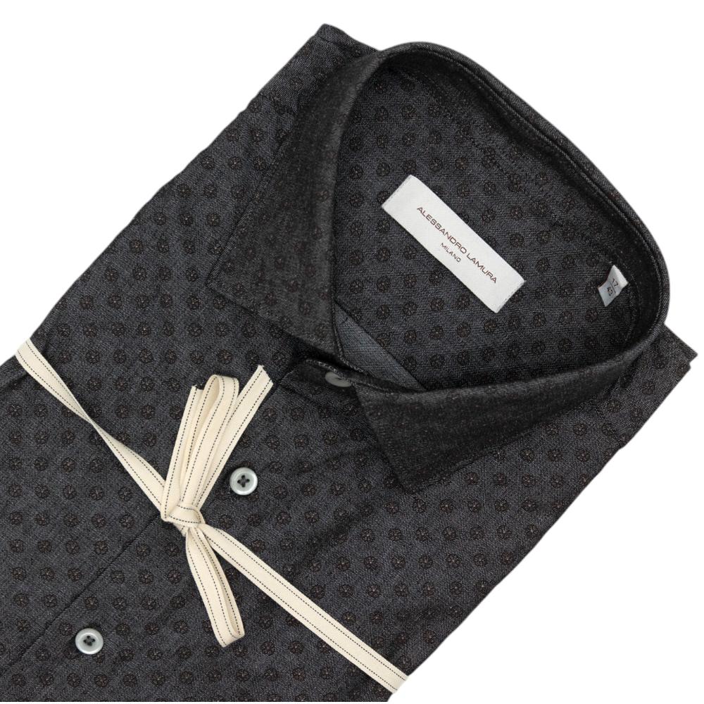 Alessandro Lamura Camicia Grigio Scuro con Trama Geometrica Hotsell