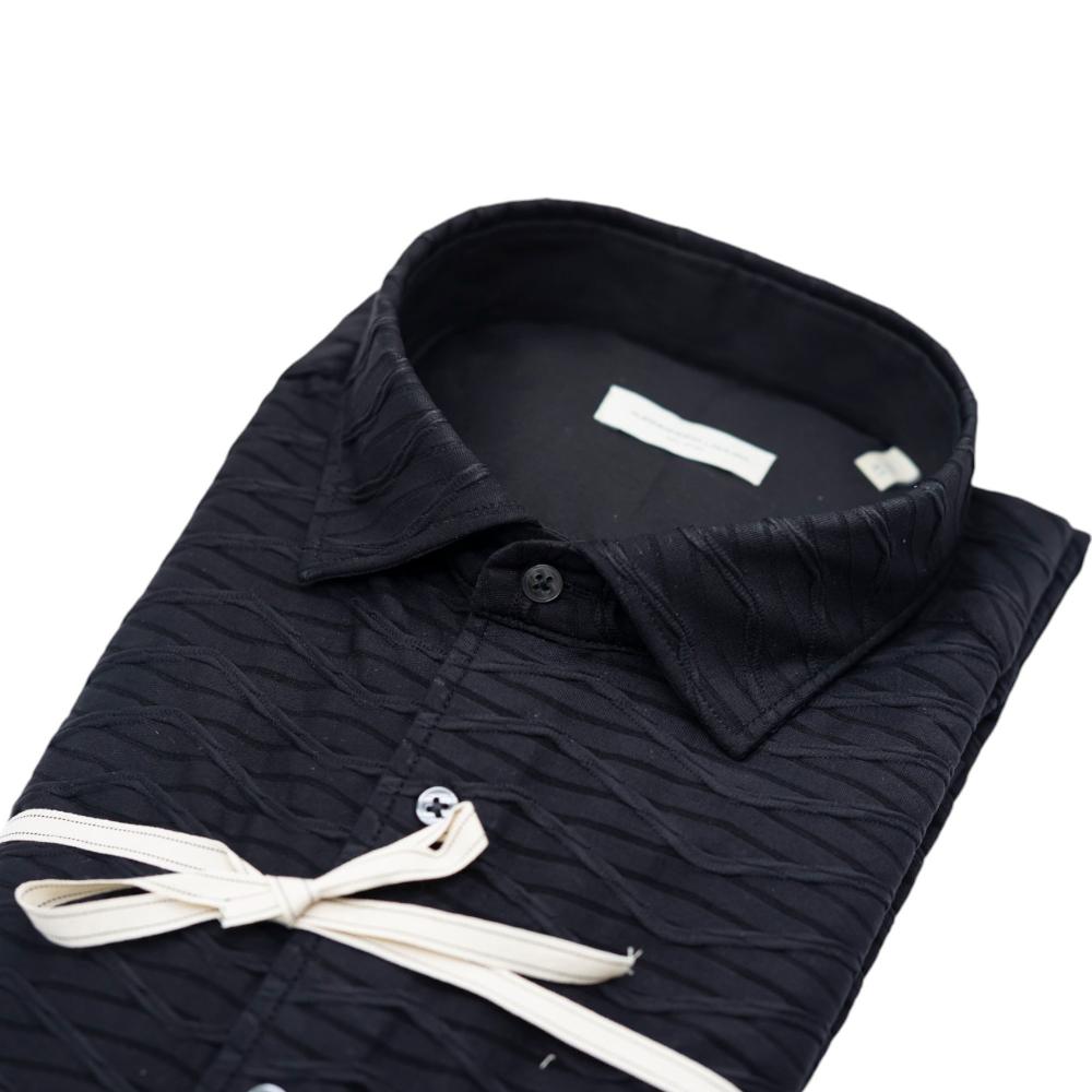 Alessandro Lamura Camicia Nera con Texture in Rilievo Italy