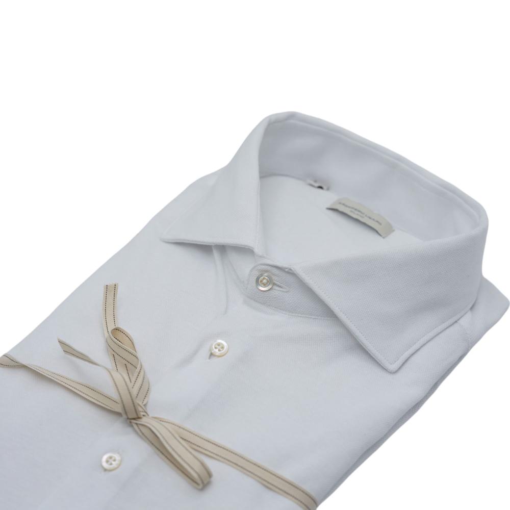Alessandro Lamura Camicia in Maglina Bianca Tinta Unita In Linea
