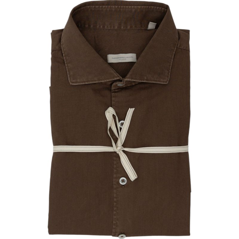Alessandro Lamura Camicia in Gabardine Tinta in Capo Fango Soddisfazione Garantita