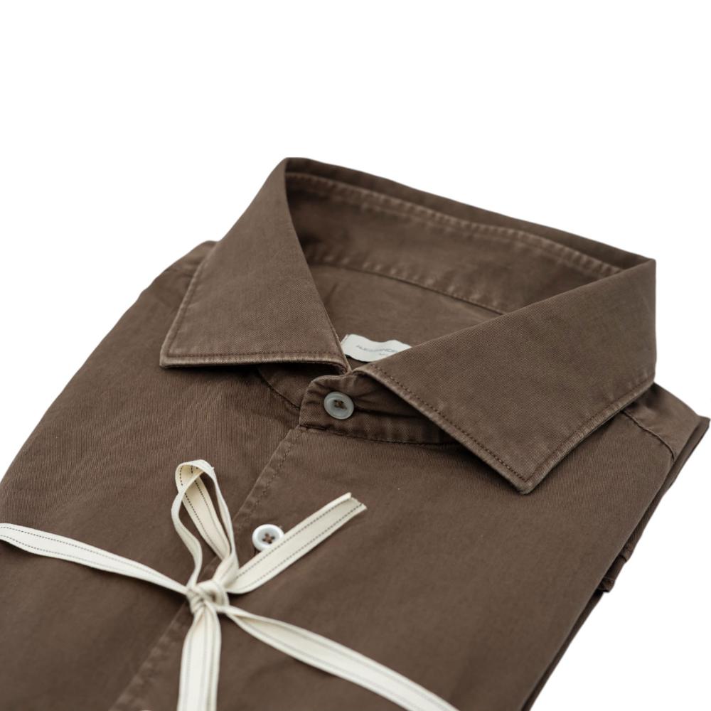 Alessandro Lamura Camicia in Gabardine Tinta in Capo Fango Soddisfazione Garantita