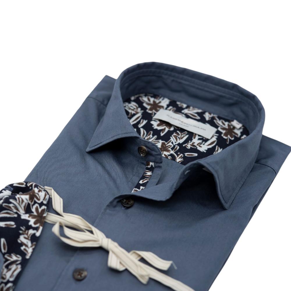 Alessandro Lamura Camicia Grigio Scuro Con Dettagli Floreali a Contrasto Negozi Online