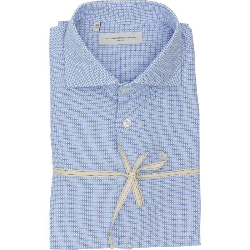 Alessandro Lamura Camicia Microfantasia Bianco-Blu
