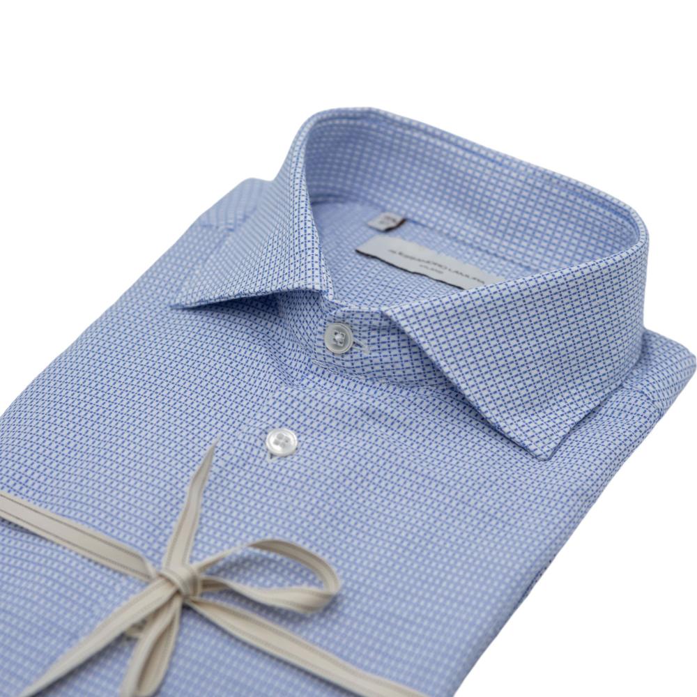 Alessandro Lamura Camicia Microfantasia Bianco-Blu Consegna Veloce