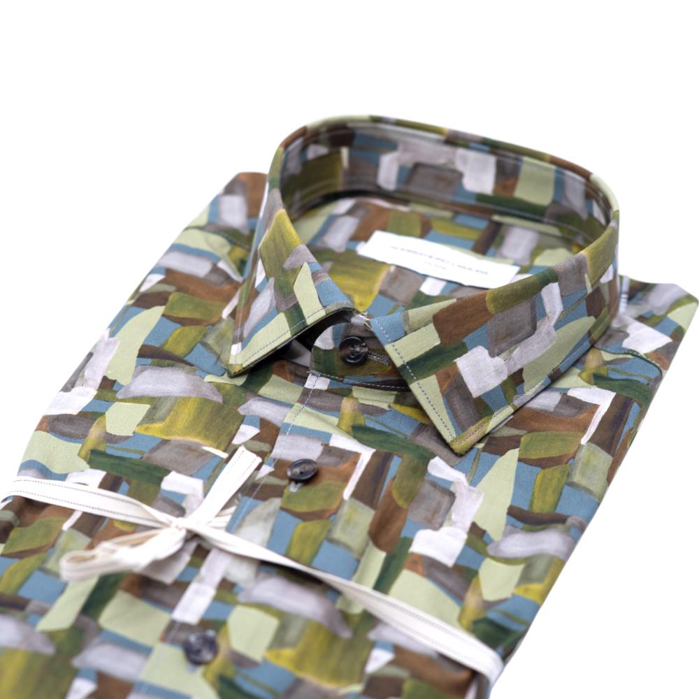 Alessandro Lamura Camicia Multicolore con Motivo Astratto a Blocchi Shopping Online