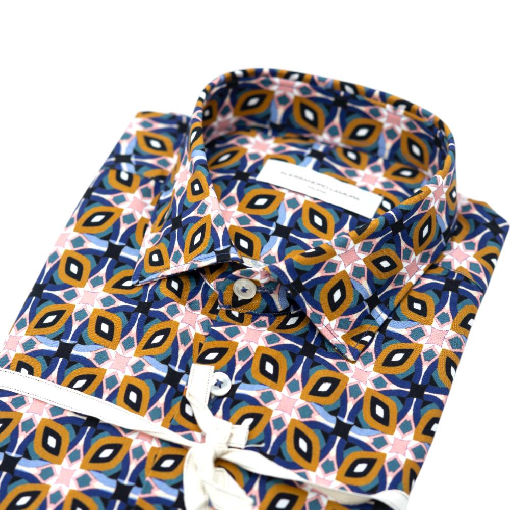 Alessandro Lamura Camicia Multicolore con Motivo Geometrico Convenienza