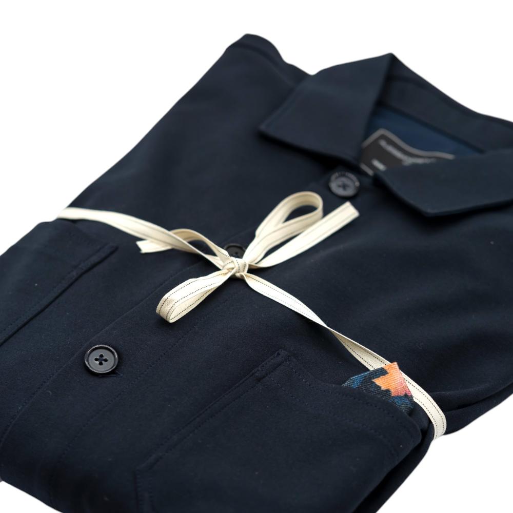 Alessandro Lamura Camicia Overshirt Blu Scuro con Dettaglio Fantasia a Contrasto Qualità