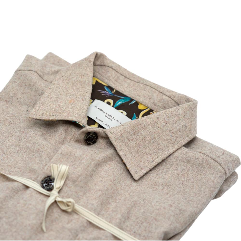 Alessandro Lamura Camicia Overshirt Beige Melangiato con Dettagli Interni Floreali Online