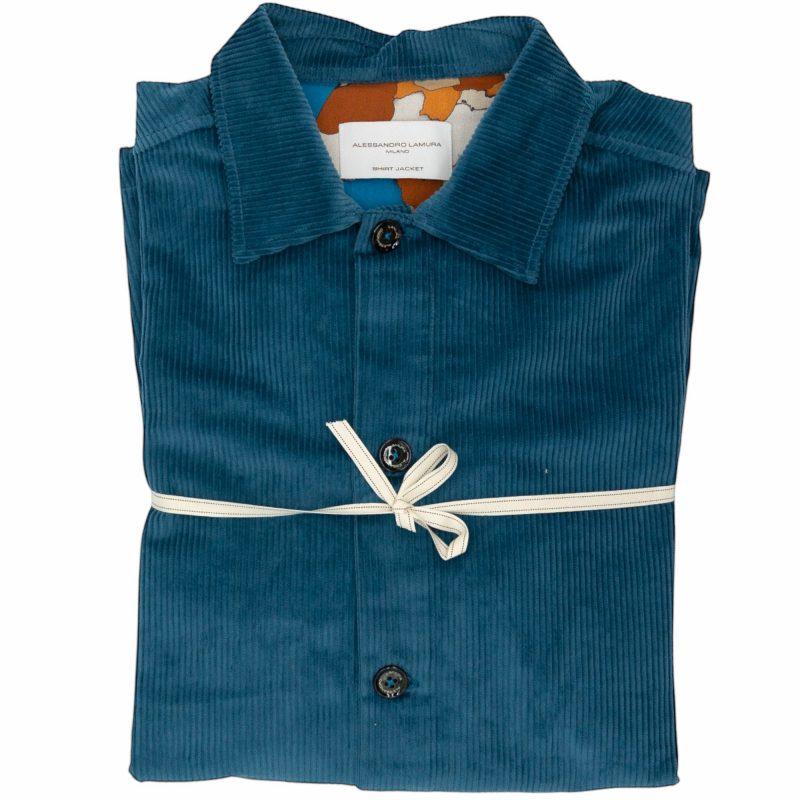 Alessandro Lamura Camicia Overshirt Blu a Coste In Vendita