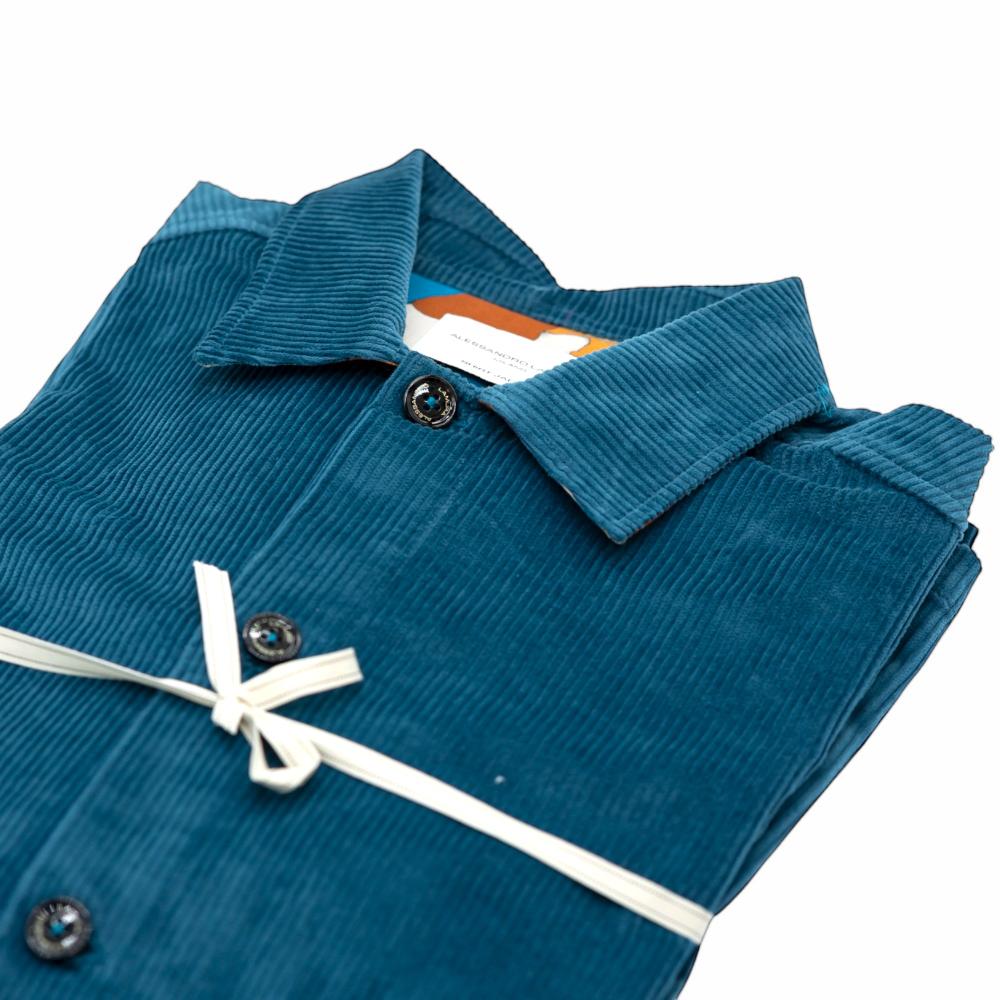 Alessandro Lamura Camicia Overshirt Blu a Coste In Vendita