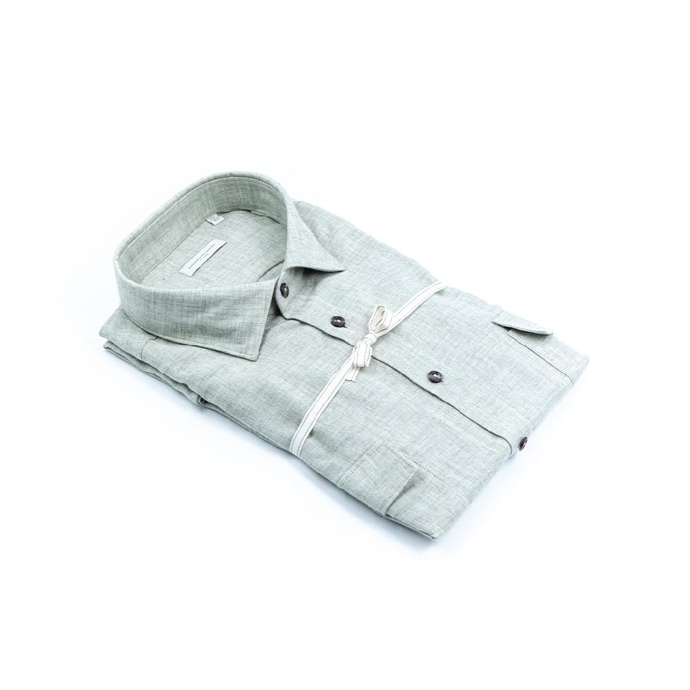 Alessandro Lamura Camicia Overshirt in Twill di flanella – Collo Italiano con contrasti In Saldo