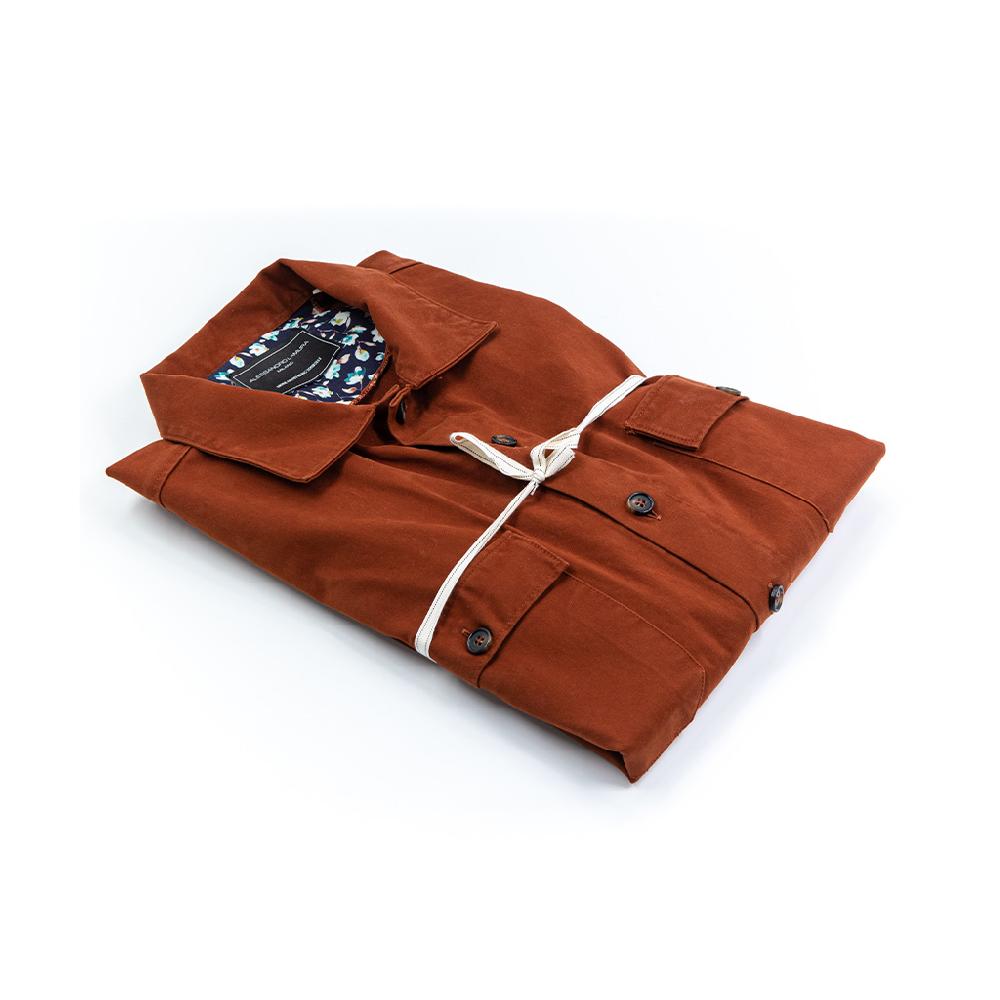 Alessandro Lamura Camicia Overshirt in Gabardine doppia – Collo Italiano con contrasti Nuova
