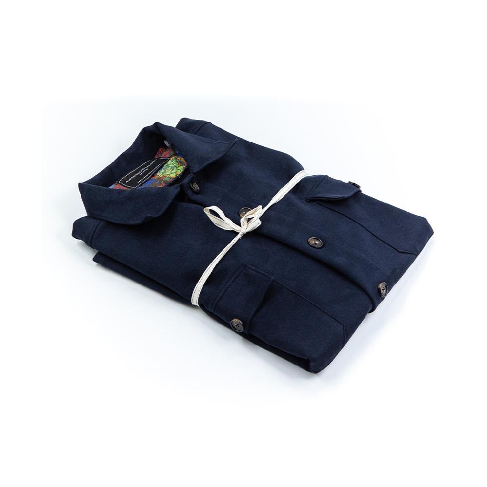 Alessandro Lamura Camicia Overshirt in Daino – Collo Italiano con contrasti Sottocosto