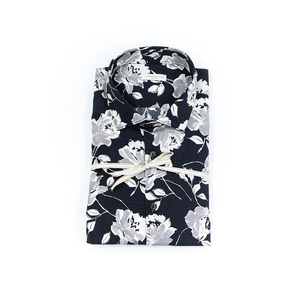Alessandro Lamura Camicia Di Cotone Stampa Rose – Collo italiano Italy