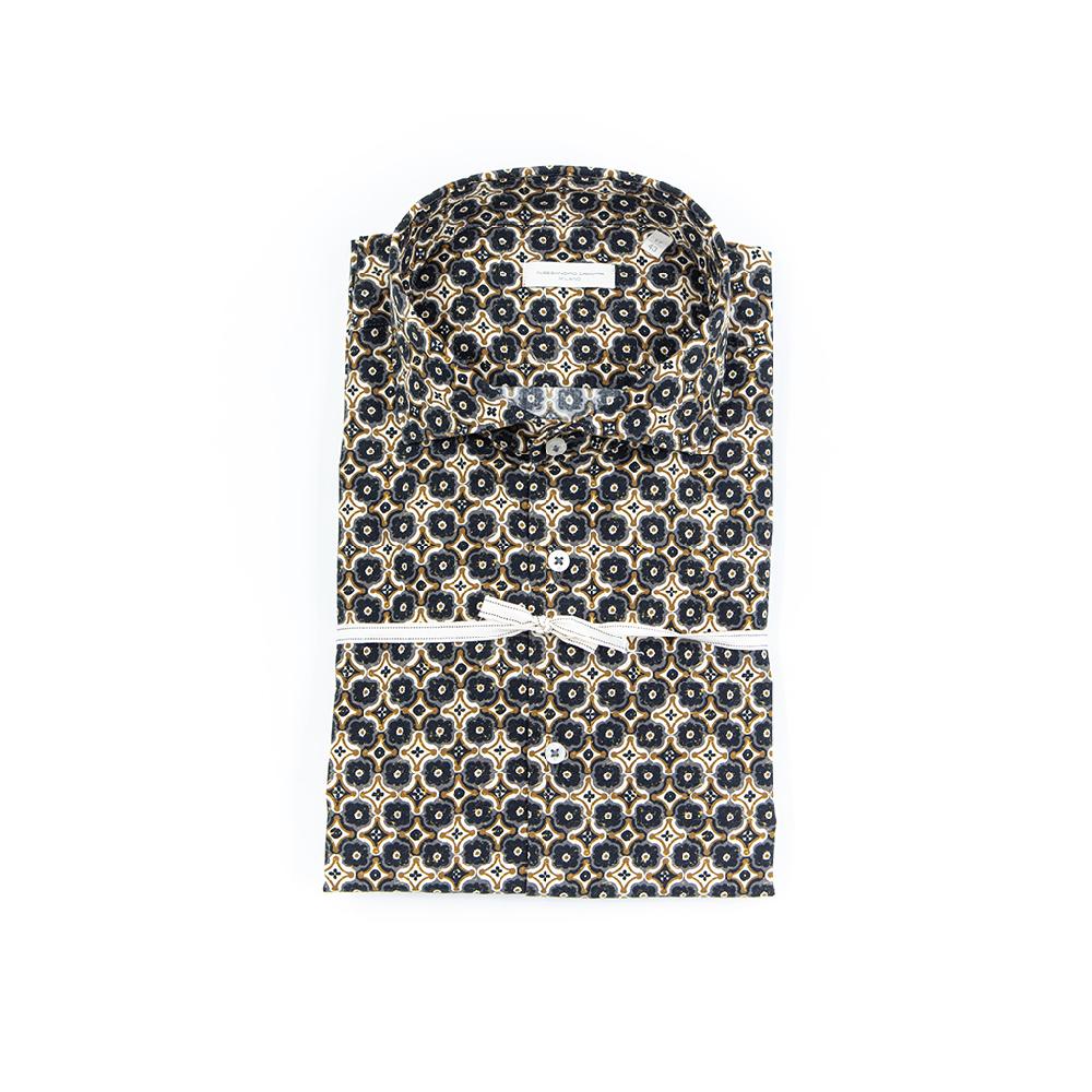 Alessandro Lamura Camicia Di Cotone Stampa Geometrica – Collo francese Negozi Online