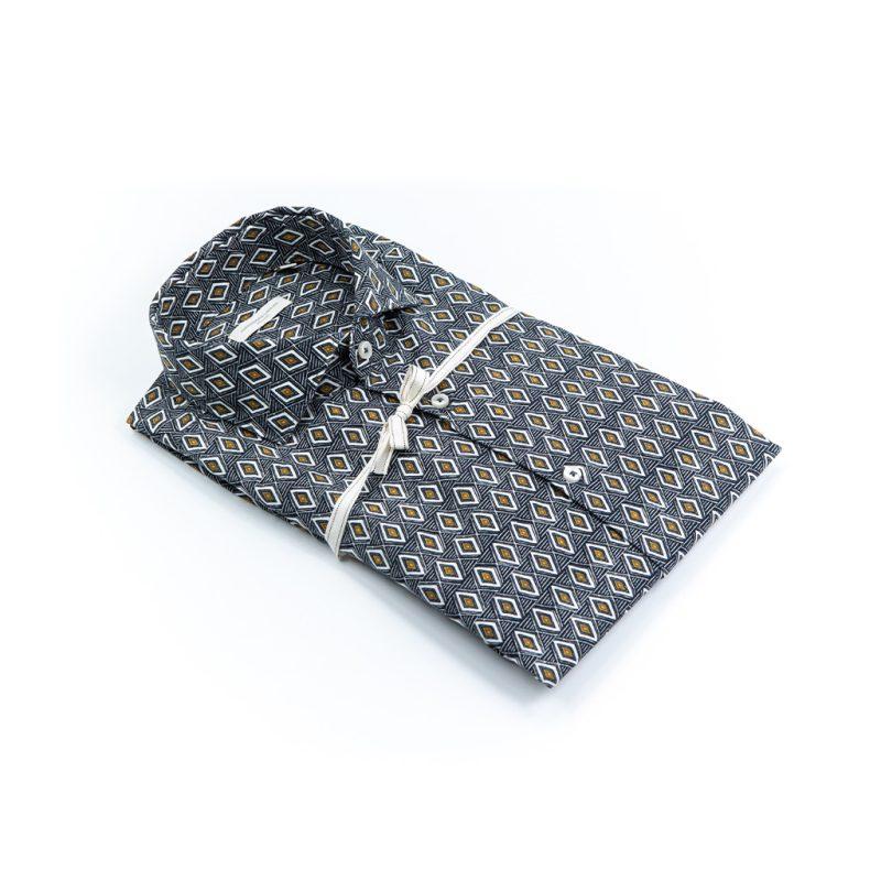 Alessandro Lamura Camicia Di Cotone Stampa Rombi – Collo francese Fino Al -60%