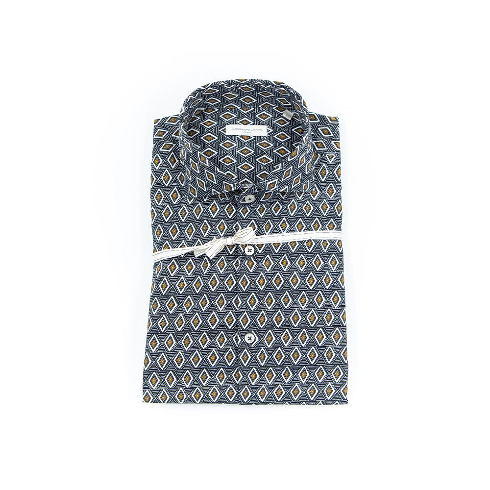 Alessandro Lamura Camicia Di Cotone Stampa Rombi – Collo francese Fino Al -60%