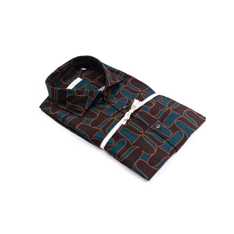 Alessandro Lamura Camicia Di Viscosa Stampa Geometrica – Collo francese Shopping Online