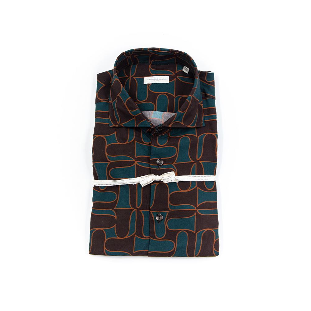 Alessandro Lamura Camicia Di Viscosa Stampa Geometrica – Collo francese Shopping Online