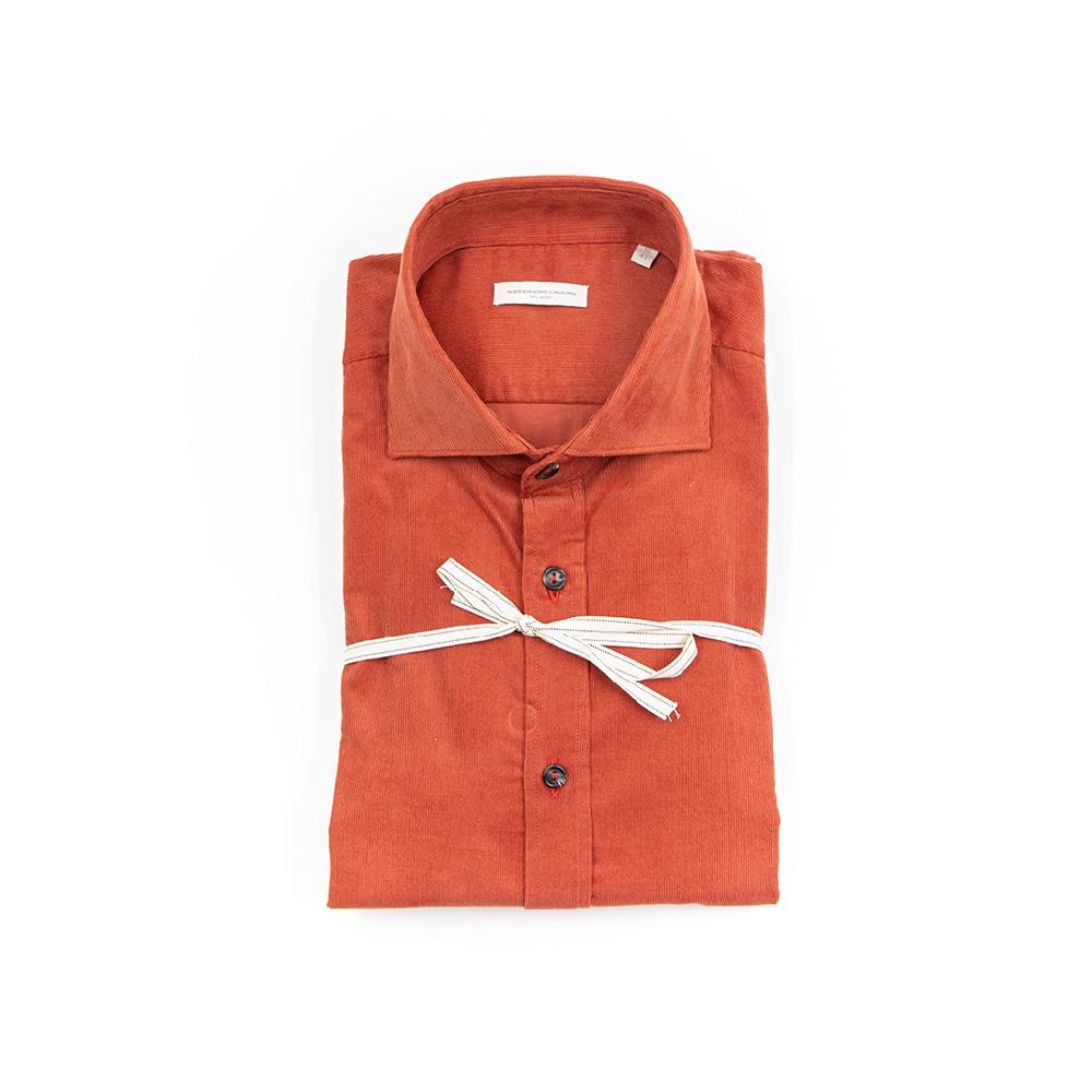 Alessandro Lamura Camicia In Velluto – 100%Cotone – Collo Francese Sottocosto