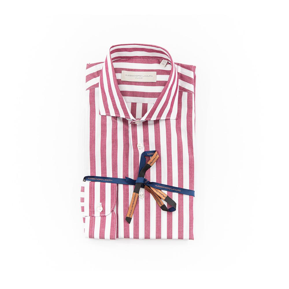 Alessandro Lamura Camicia Di Cotone Rigata – Collo francese Economico