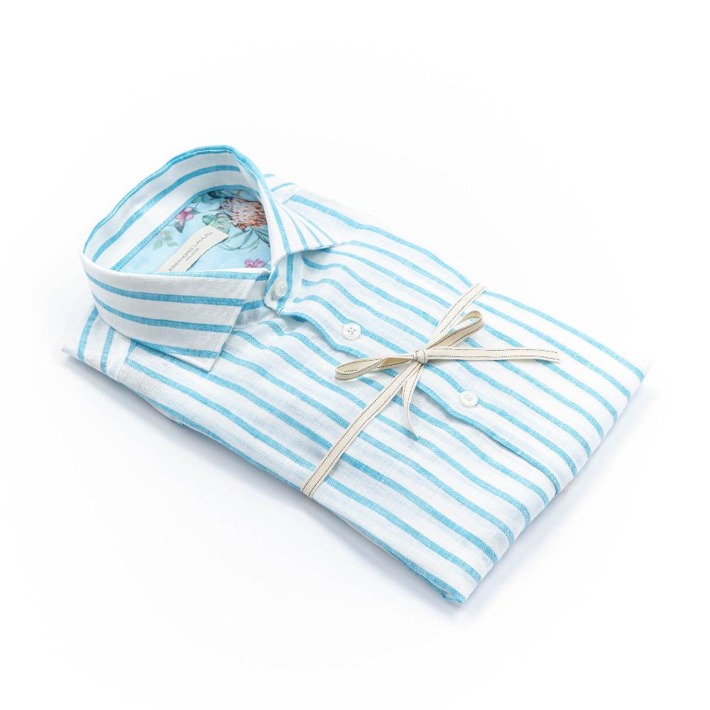 Alessandro Lamura Camicia A Righe Bianca E Blu Collo Francese Online