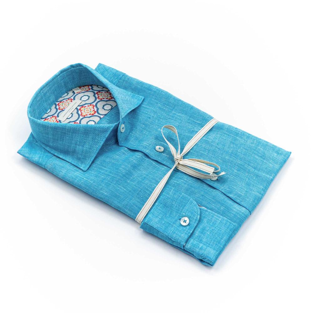 Alessandro Lamura Camicia Floreale Azzurra Collo Francese In Vendita