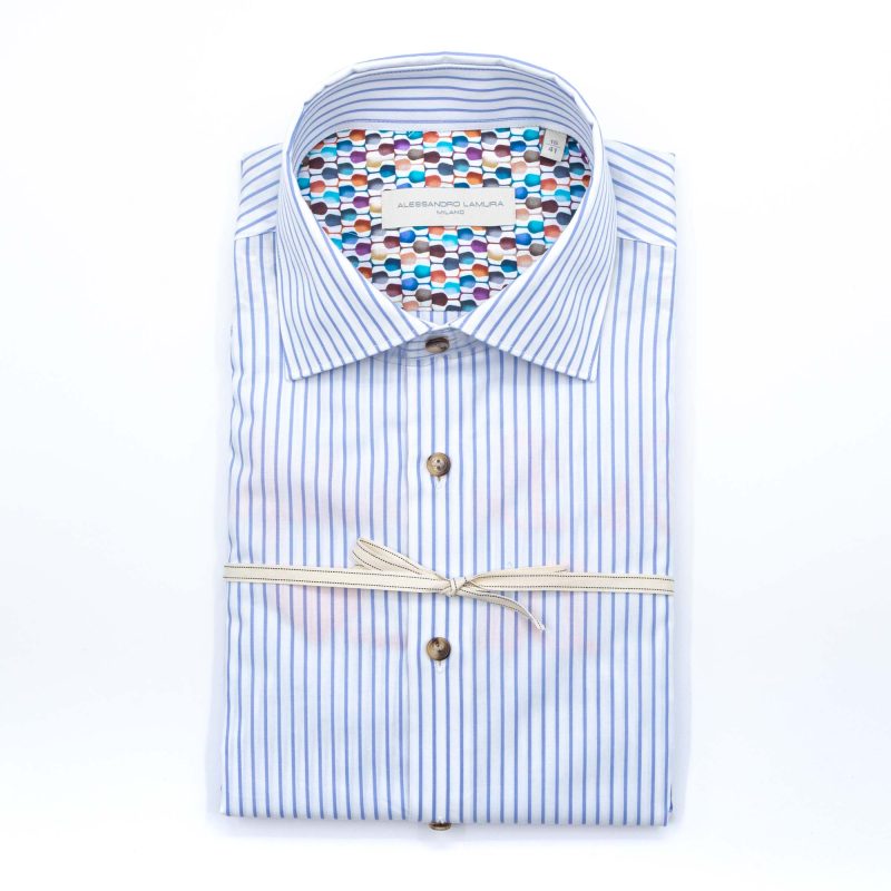 Alessandro Lamura Camicia Con Ricamo Rigata Collo Francese 2025