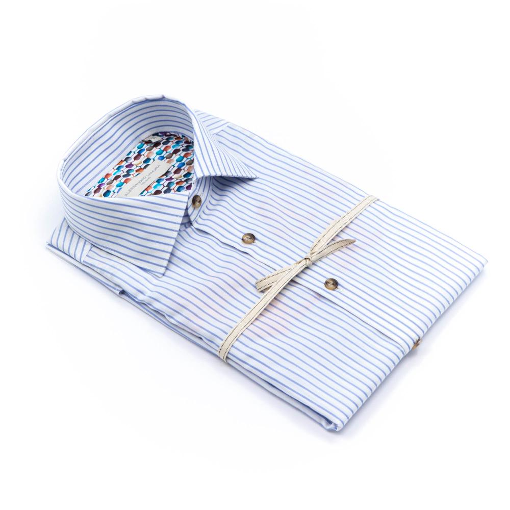 Alessandro Lamura Camicia Con Ricamo Rigata Collo Francese 2025