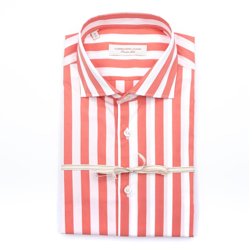 Alessandro Lamura Camicia In Cotone Rigata Collo Francese Qualità