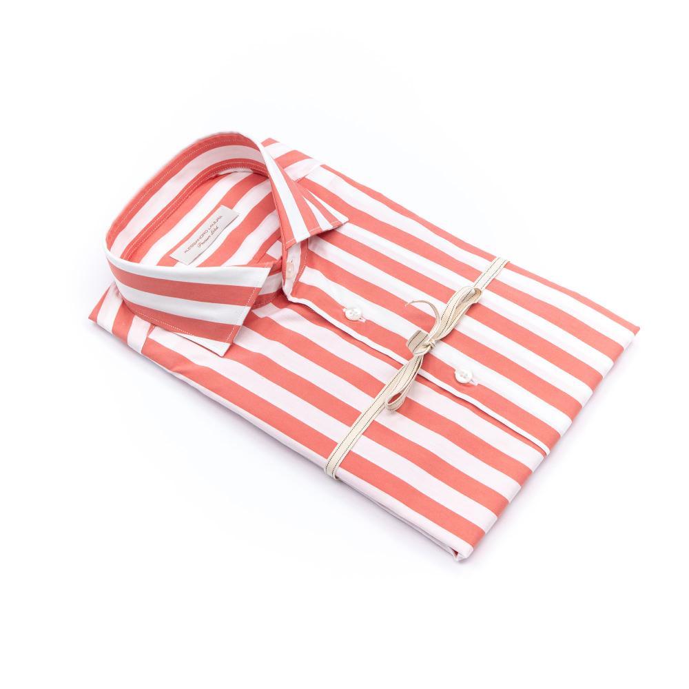 Alessandro Lamura Camicia In Cotone Rigata Collo Francese Qualità