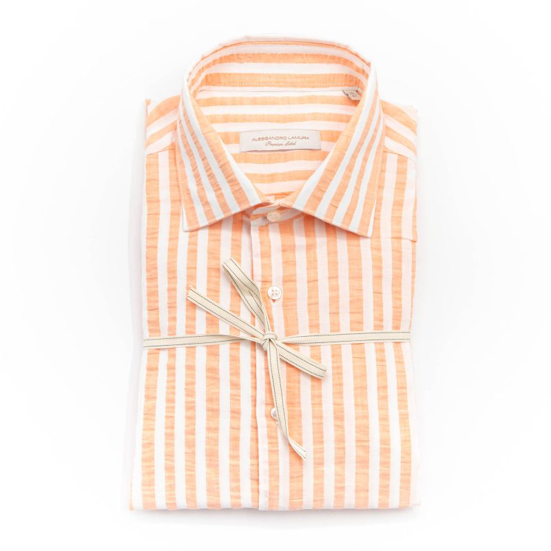 Alessandro Lamura Camicia Groffata in Cotone Collo Francese Promozione