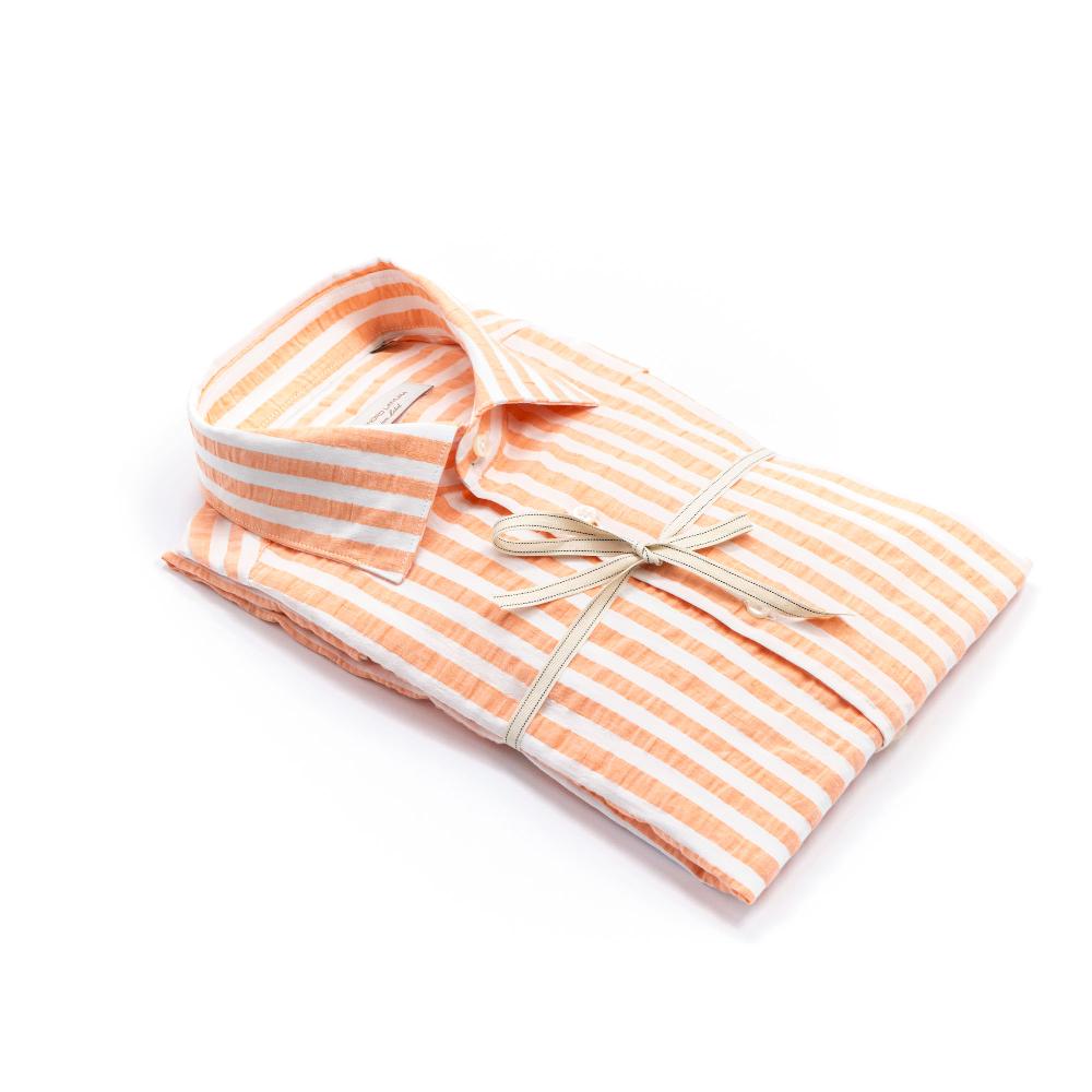 Alessandro Lamura Camicia Groffata in Cotone Collo Francese Promozione