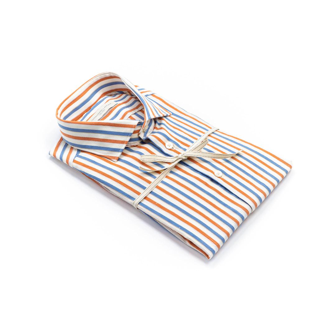 Alessandro Lamura Camicia Multicolor a Righe Groffata Collo Francese Convenienza