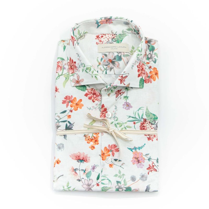 Alessandro Lamura Camicia Floreale Collo Francese In Vendita