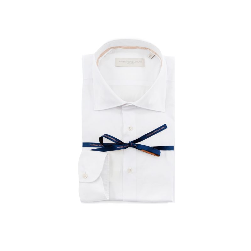 Alessandro Lamura Camicia Tinta Unita bianca Strech – Collo Francese Vendita Calda