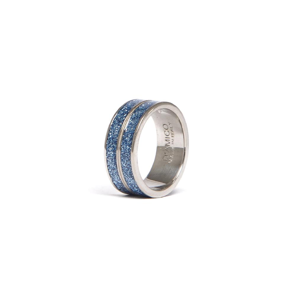 D'AMICO Anello Doppia Fede Glitter In Linea