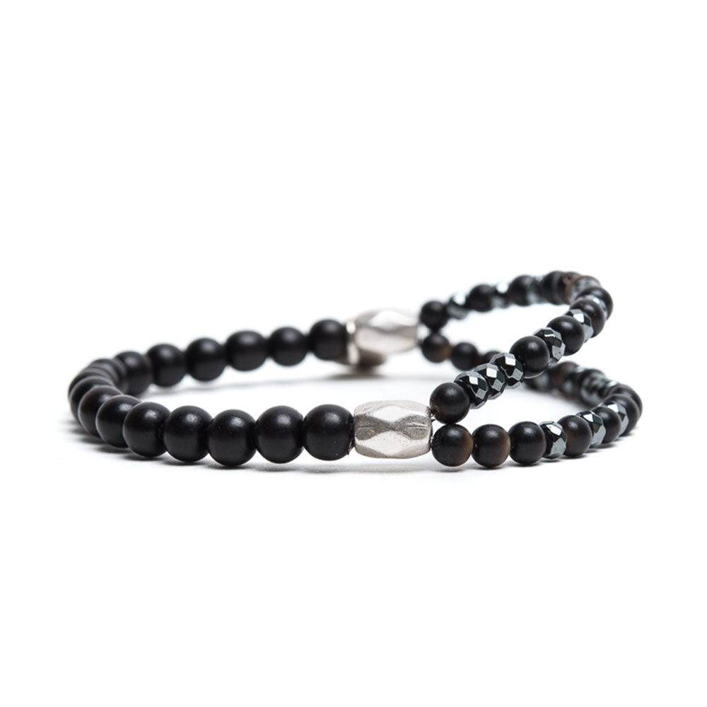 D'AMICO Bracciale Doppio EbanoEmatite Nera
